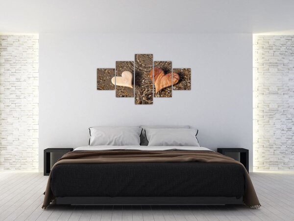 Obraz - Drewniane serca (125x70 cm)
