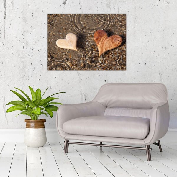 Obraz - Drewniane serca (70x50 cm)