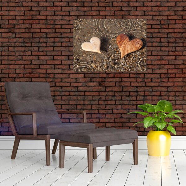 Obraz - Drewniane serca (70x50 cm)