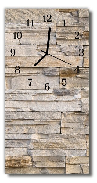 Zegar Szklany Pionowy Kamienny mur beżowy
