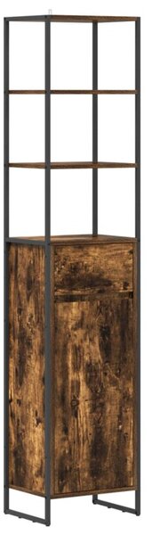Industrialna szafka Łazienkowa z materiału drewnopochodnego w kolorze dąb dymny, 40 x 30 x 180 cm