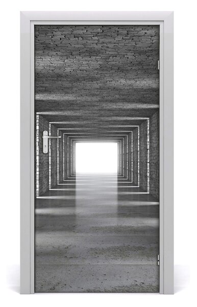 Naklejka samoprzylepna na drzwi Tunel z cegły