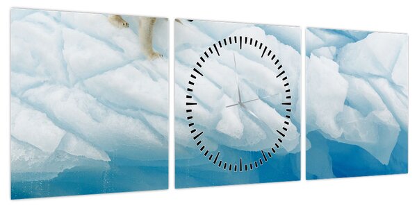 Obraz - Niedźwiedź polarny (z zegarem) (90x30 cm)