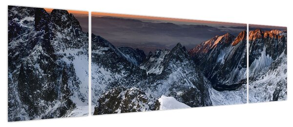 Obraz - Wschód słońca w górach (170x50 cm)