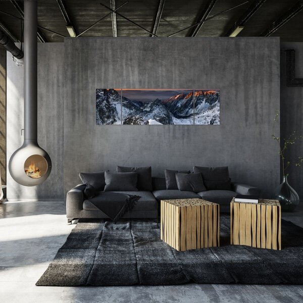 Obraz - Wschód słońca w górach (170x50 cm)