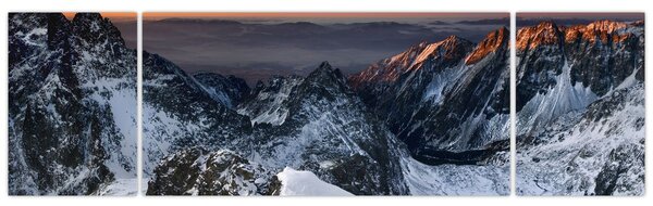 Obraz - Wschód słońca w górach (170x50 cm)