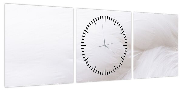 Obraz - Białe pióro (z zegarem) (90x30 cm)