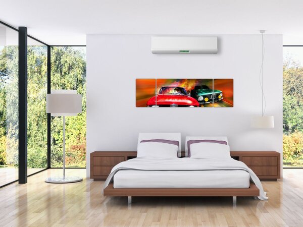 Obraz - Retro samochody wyścigowe (170x50 cm)