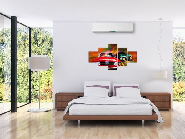 Obraz - Retro samochody wyścigowe (125x70 cm)