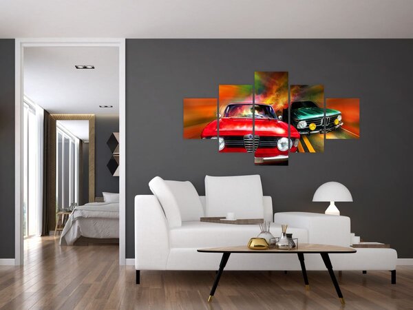 Obraz - Retro samochody wyścigowe (125x70 cm)