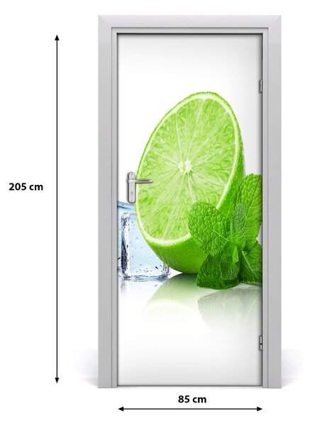 Naklejka na drzwi samoprzylepna Limonka i lód