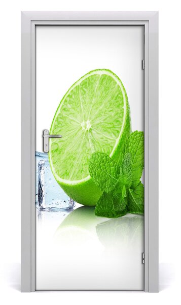 Naklejka na drzwi samoprzylepna Limonka i lód