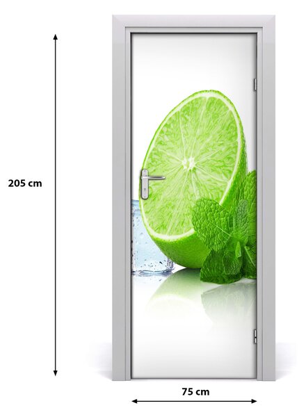 Naklejka na drzwi samoprzylepna Limonka i lód