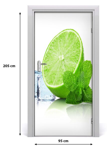 Naklejka na drzwi samoprzylepna Limonka i lód