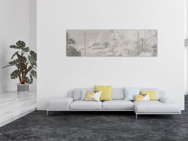 Obraz - Chiński krajobraz (170x50 cm)