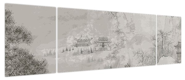Obraz - Chiński krajobraz (170x50 cm)