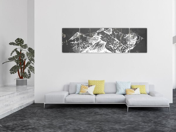 Obraz - Ilustracja gór (170x50 cm)