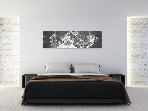 Obraz - Ilustracja gór (170x50 cm)