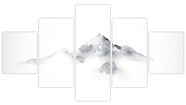 Obraz - Obraz gór namalowany tuszem (125x70 cm)