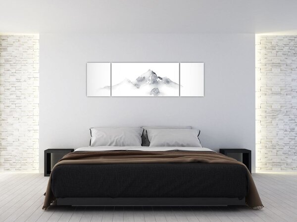 Obraz - Obraz gór namalowany tuszem (170x50 cm)