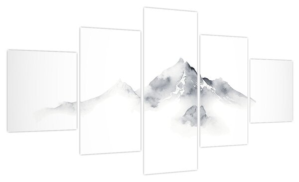 Obraz - Obraz gór namalowany tuszem (125x70 cm)