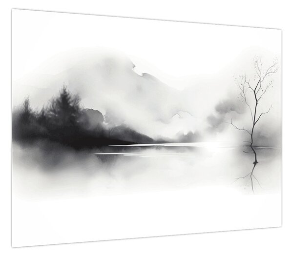 Obraz - Malowany tuszem krajobraz (70x50 cm)