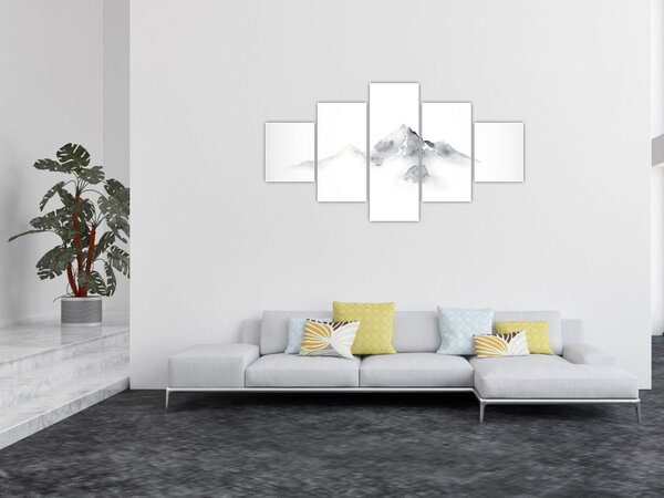 Obraz - Obraz gór namalowany tuszem (125x70 cm)