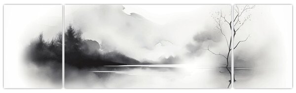 Obraz - Malowany tuszem krajobraz (170x50 cm)