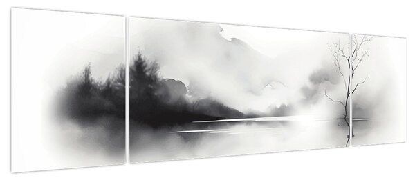 Obraz - Malowany tuszem krajobraz (170x50 cm)
