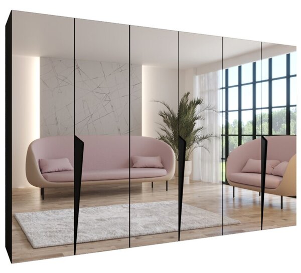 Szafa uchylna otwierana Piano 1 300 (3x100) wys. 202 cm czarny + u. czarny