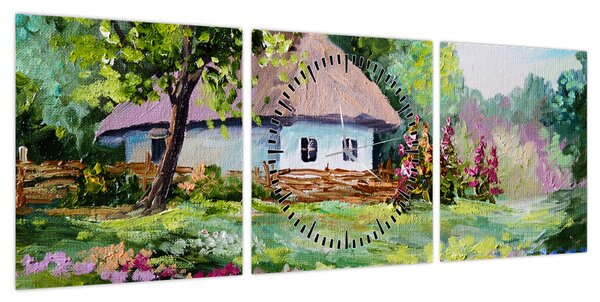 Obraz - Domek (z zegarem) (90x30 cm)