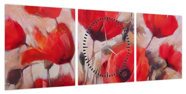 Obraz - Wilcze maki (z zegarem) (90x30 cm)