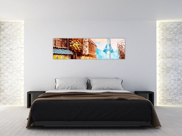 Obraz - Deszczowa pogoda i wieża Eiffla (170x50 cm)