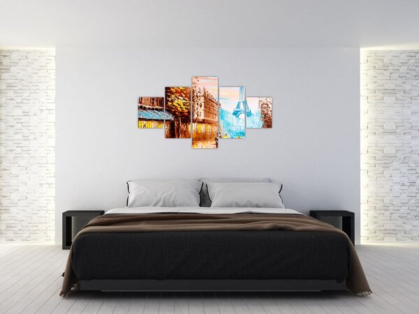Obraz - Deszczowa pogoda i wieża Eiffla (125x70 cm)