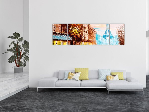 Obraz - Deszczowa pogoda i wieża Eiffla (170x50 cm)