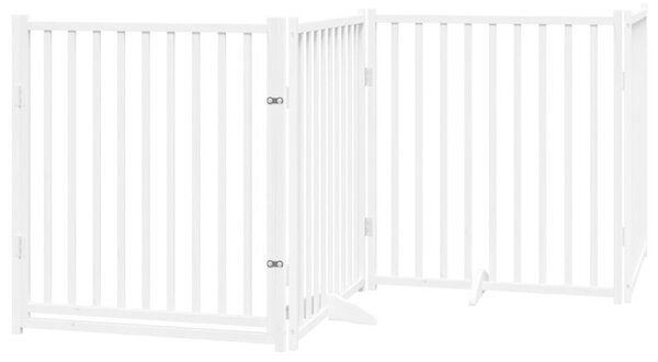 Składana bramka dla psa, z drzwiami, 4 panele, biała, 320 cm