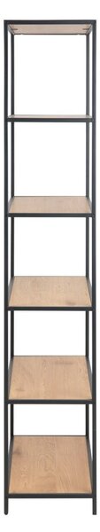 Czarno-naturalny regał w dekorze dębu 77x185 cm Seaford – Actona