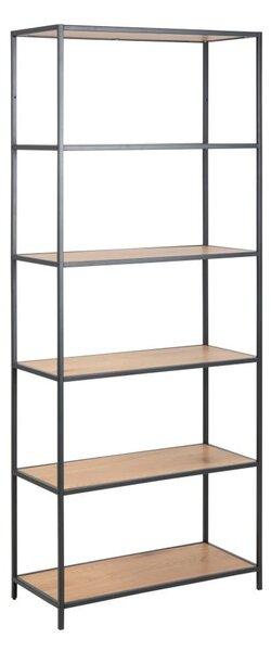 Czarno-naturalny regał w dekorze dębu 77x185 cm Seaford – Actona