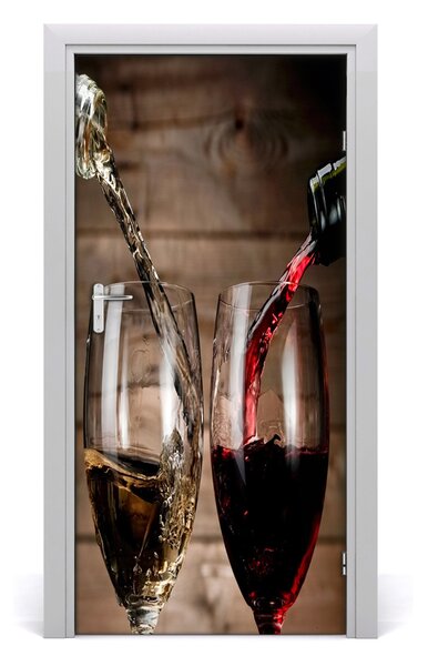 Naklejka na drzwi samoprzylepna Wino w kieliszkach