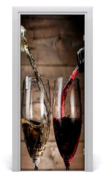 Naklejka na drzwi samoprzylepna Wino w kieliszkach