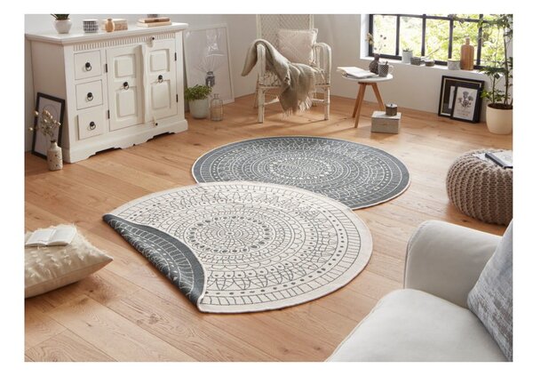 Szaro-kremowy dywan dwustronny odpowiedni na zewnątrz NORTHRUGS Porto, ⌀ 140 cm