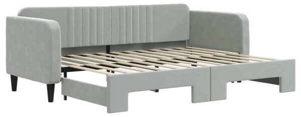 Sofa rozsuwana, jasnoszara, 80x200 cm, aksamit
