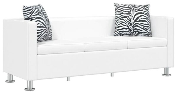 Sofa 3-osobowa ze skÃ³ry syntetycznej, biaÅa