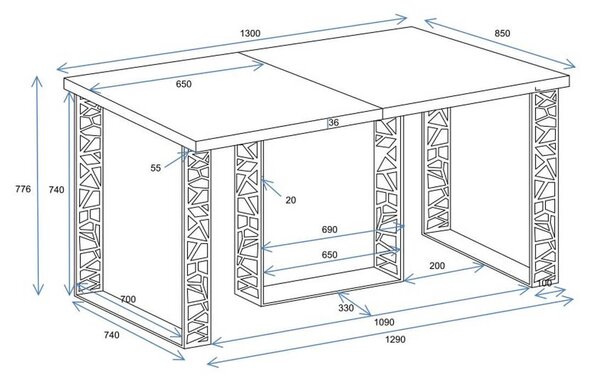 MebleMWM Stół drewniany BORYS MAX | 130-250x85 | Kolor do wyboru