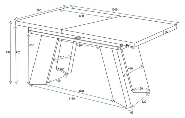 MebleMWM Stół drewniany COMO | 130-210x80 | Kolor do wyboru