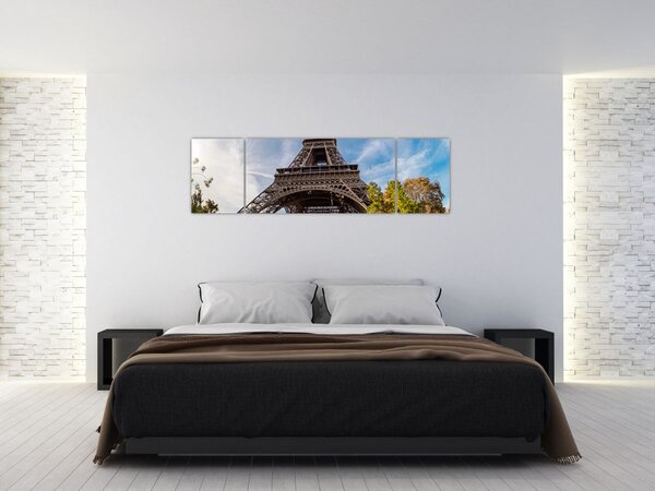 Obraz - Kolorowa wieża Eiffla (170x50 cm)