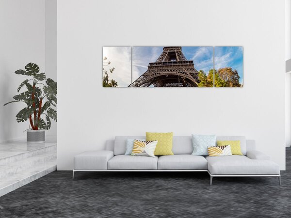 Obraz - Kolorowa wieża Eiffla (170x50 cm)