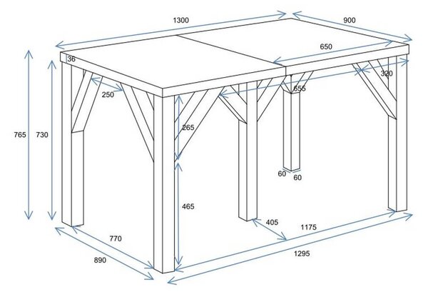 MebleMWM Stół drewniany DUNAJ | 130-240x90 | Kolor do wyboru