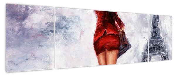 Obraz - Kobieta i wieża Eiffla (170x50 cm)
