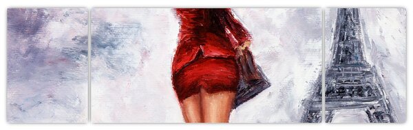 Obraz - Kobieta i wieża Eiffla (170x50 cm)
